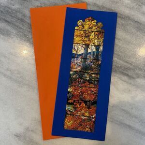 Set Of 10 Vtg Notecards Metro Museum Of Art Blue Stained Glass Autumn Landscape